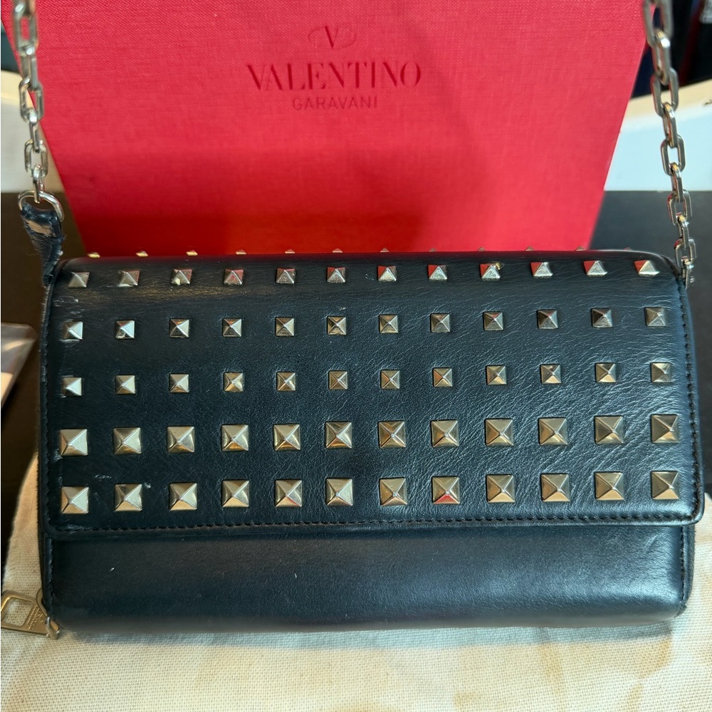 Valentino Garavani Black Crossbody Bag with Silver Studs